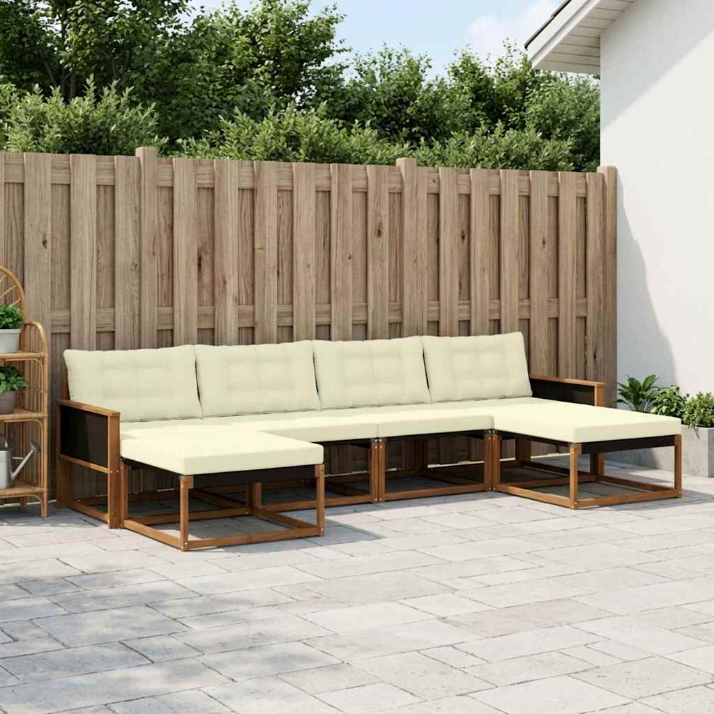 Set vanjskih sofa 6 kom. Prirodna i krem