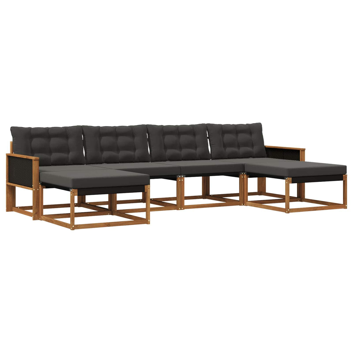 Set vanjskih sofa 6 kom. Prirodna i crna