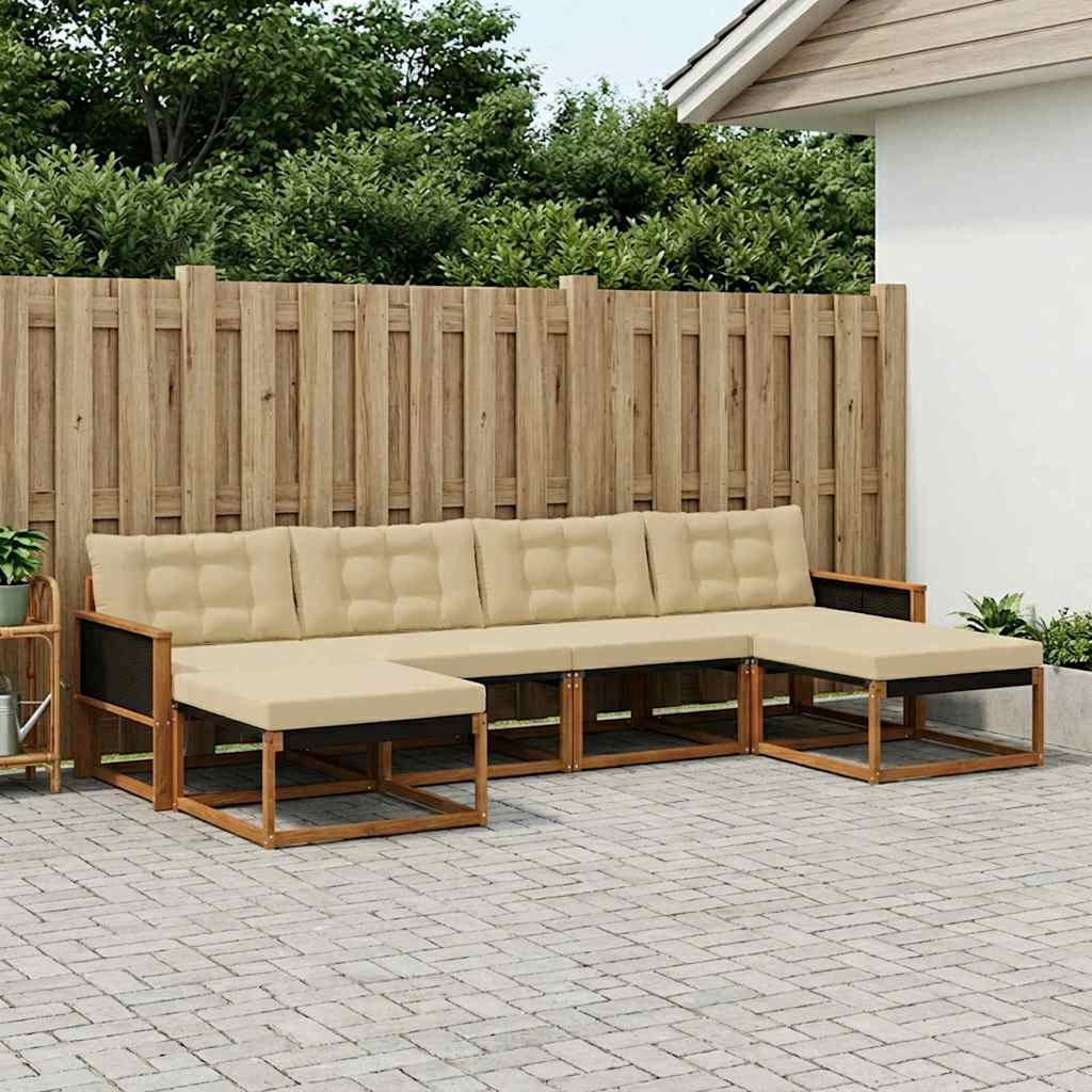 Set vanjskih sofa 6 kom. Prirodna i bež