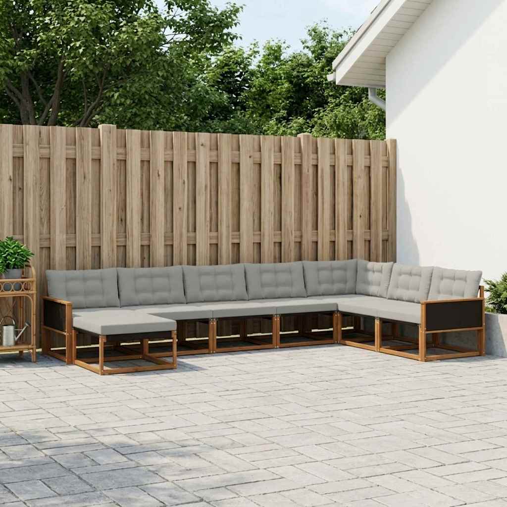 Set vanjskih sofa s jastukom 8 pcs Prirodna i svjetlosiva