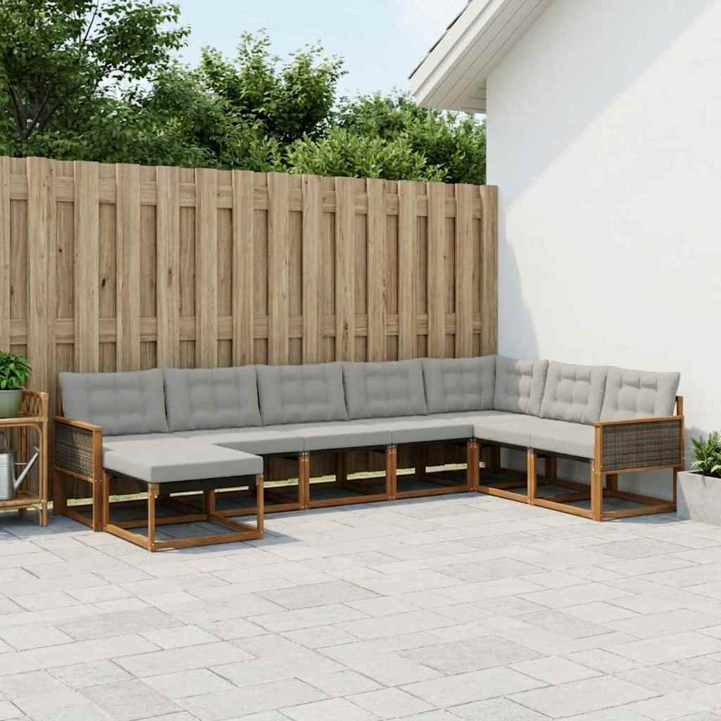 Set vanjskih sofa s jastukom 8 pcs Prirodna i svjetlosiva