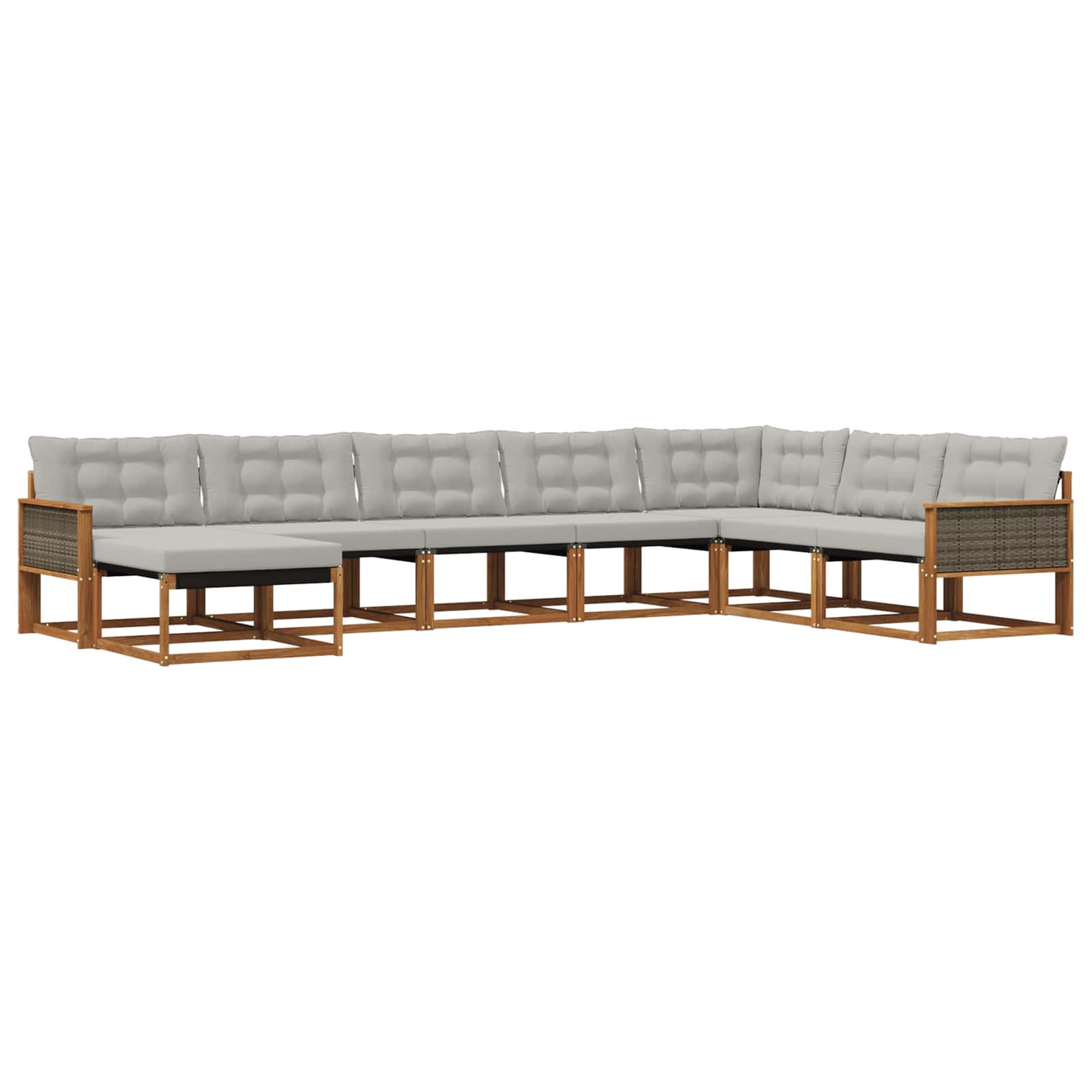 Set vanjskih sofa s jastukom 8 pcs Prirodna i svjetlosiva