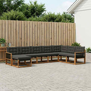 Set vanjskih sofa 8 kom. Prirodna i crna Čvrsto drvo akacije