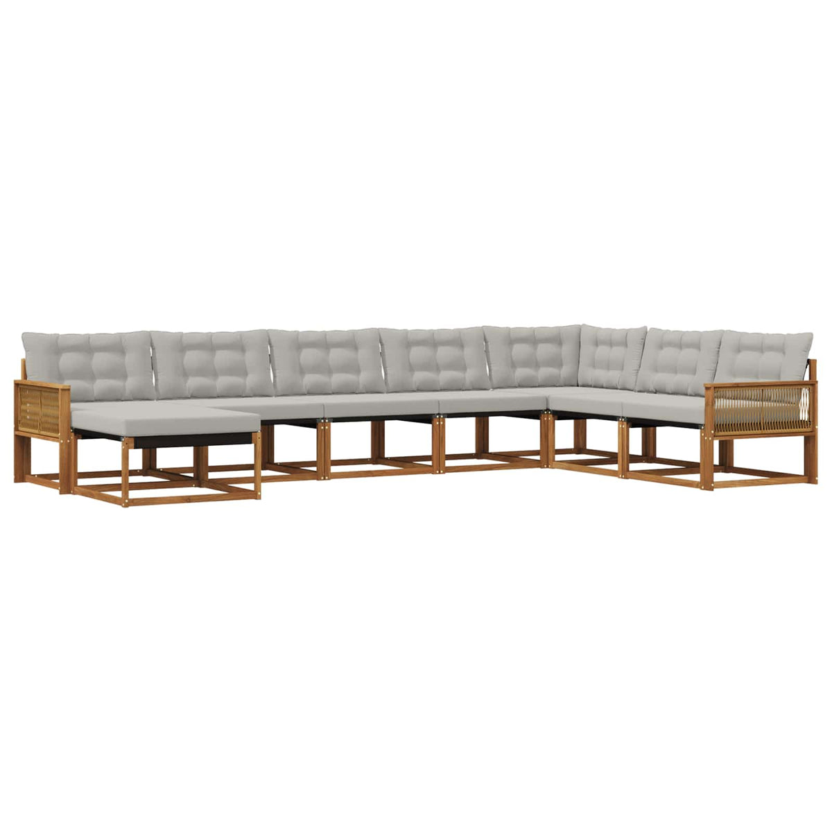 Set vanjskih sofa 8 kom. Prirodna i svjetlosiva Smeđa 406 x 247,5 x 73 cm