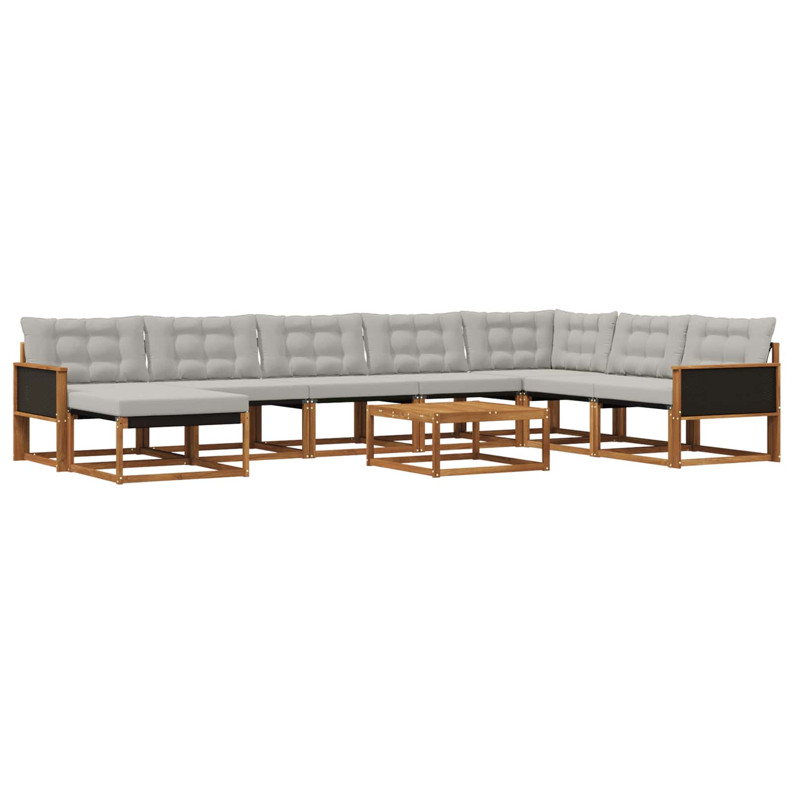 Set vanjskih sofa s jastukom 9 pcs Prirodna i svjetlosiva