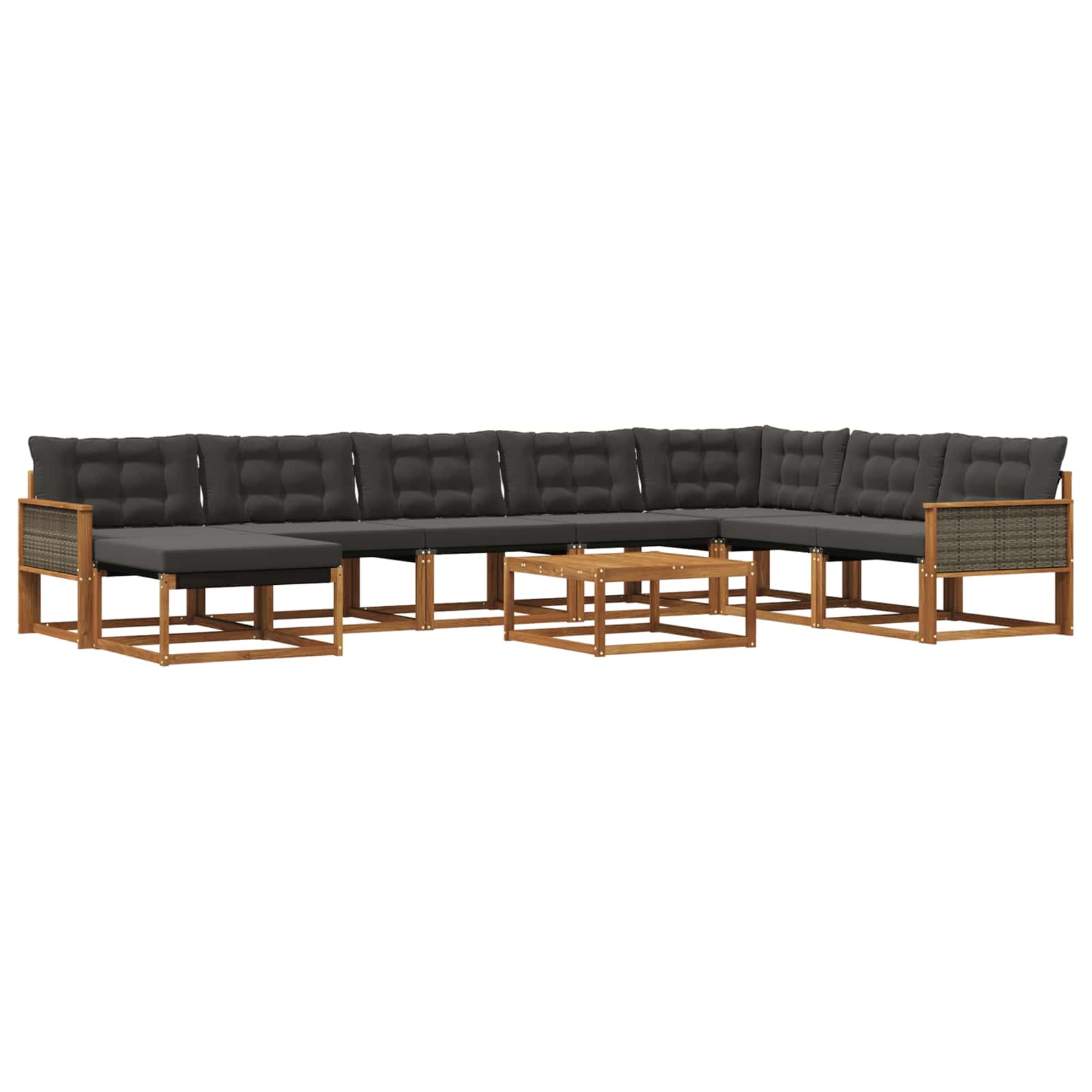 Set vanjskih sofa 9 pcs Prirodna i crna Čvrsto drvo akacije