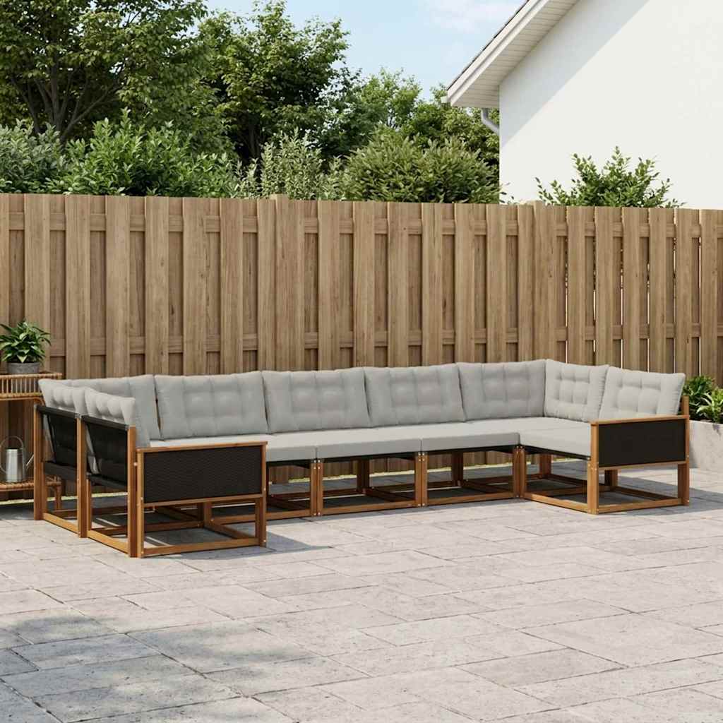 Set vanjskih sofa s jastukom 7 pcs Prirodna i svjetlosiva