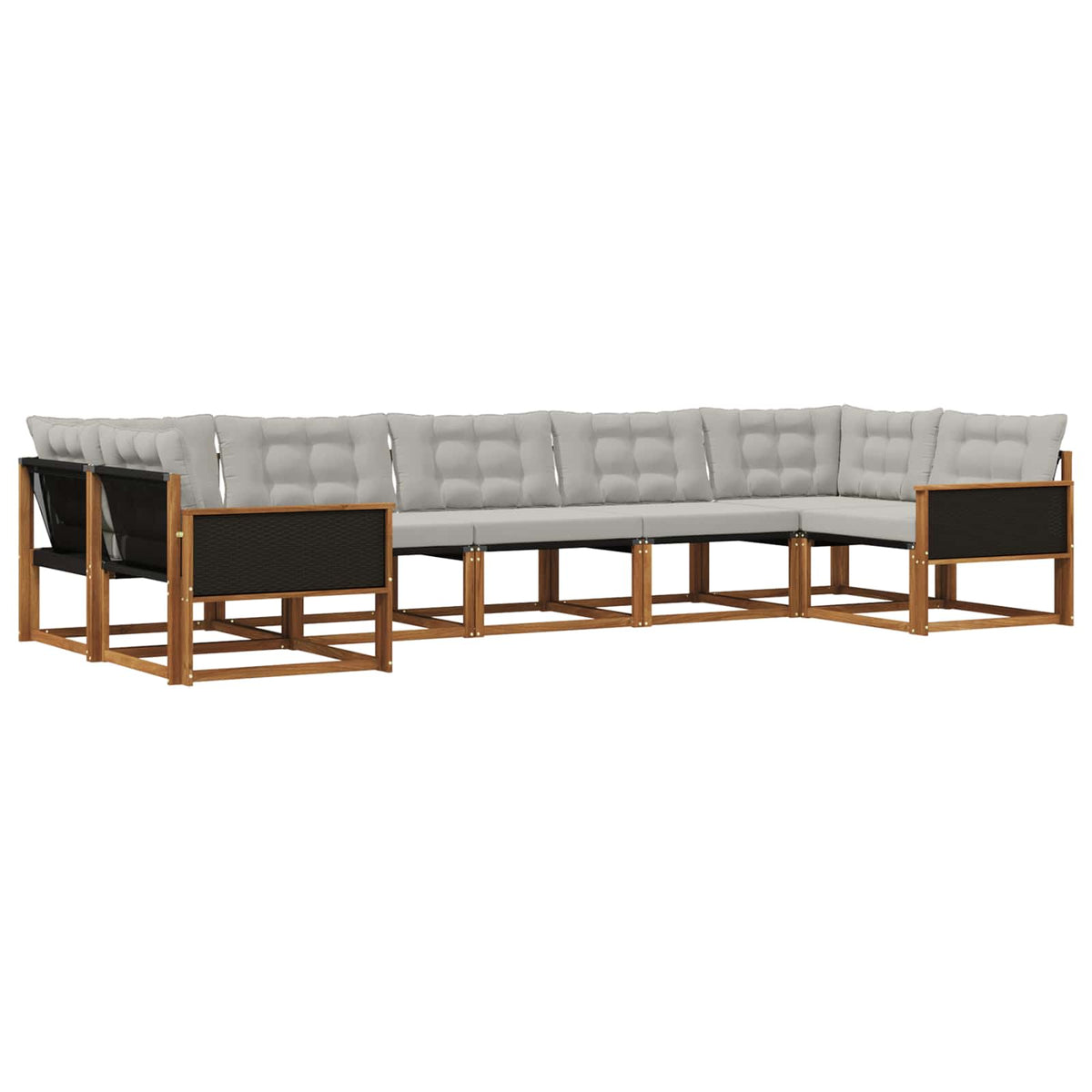 Set vanjskih sofa s jastukom 7 pcs Prirodna i svjetlosiva