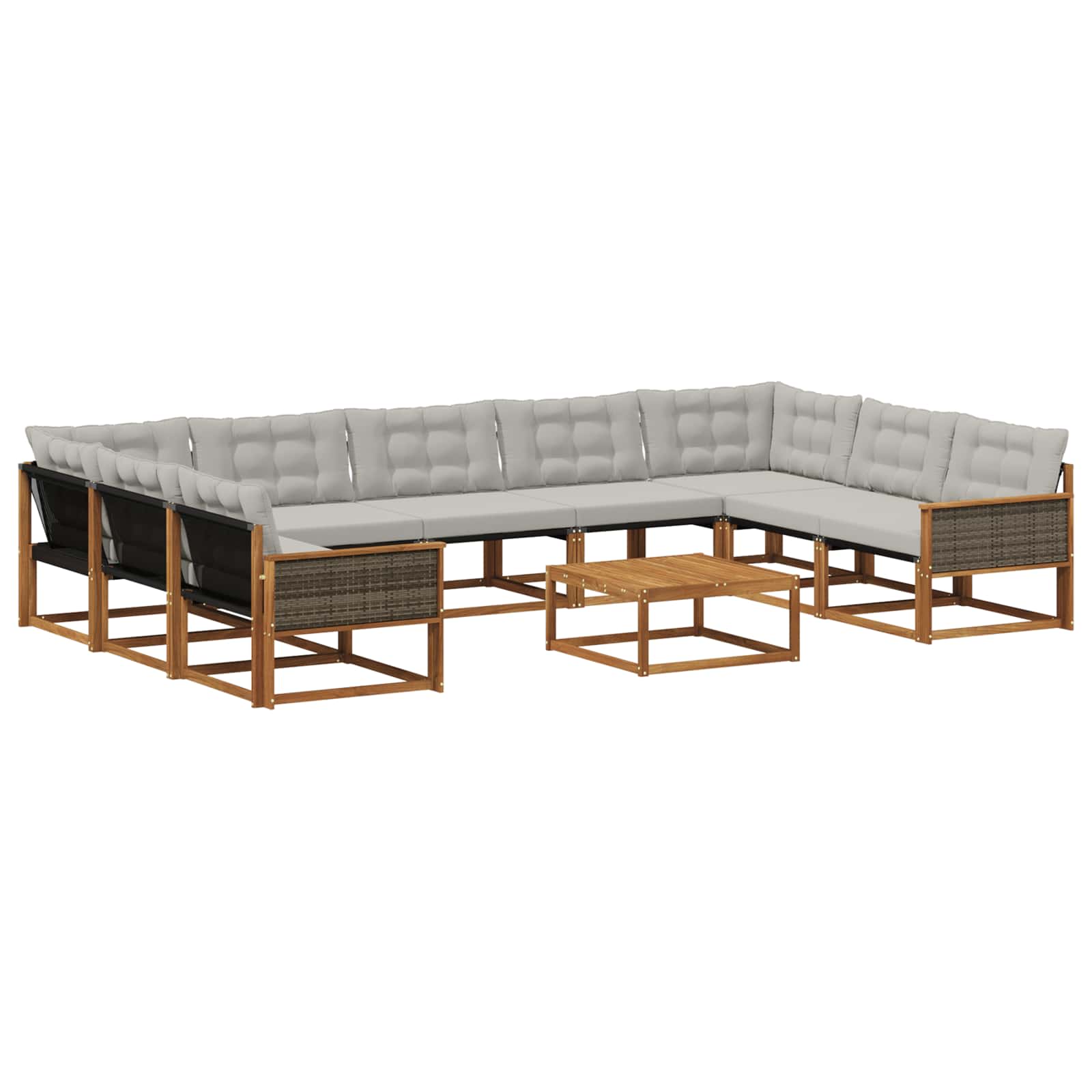 Set vanjskih sofa s jastukom 10 pcs Prirodna i svjetlosiva