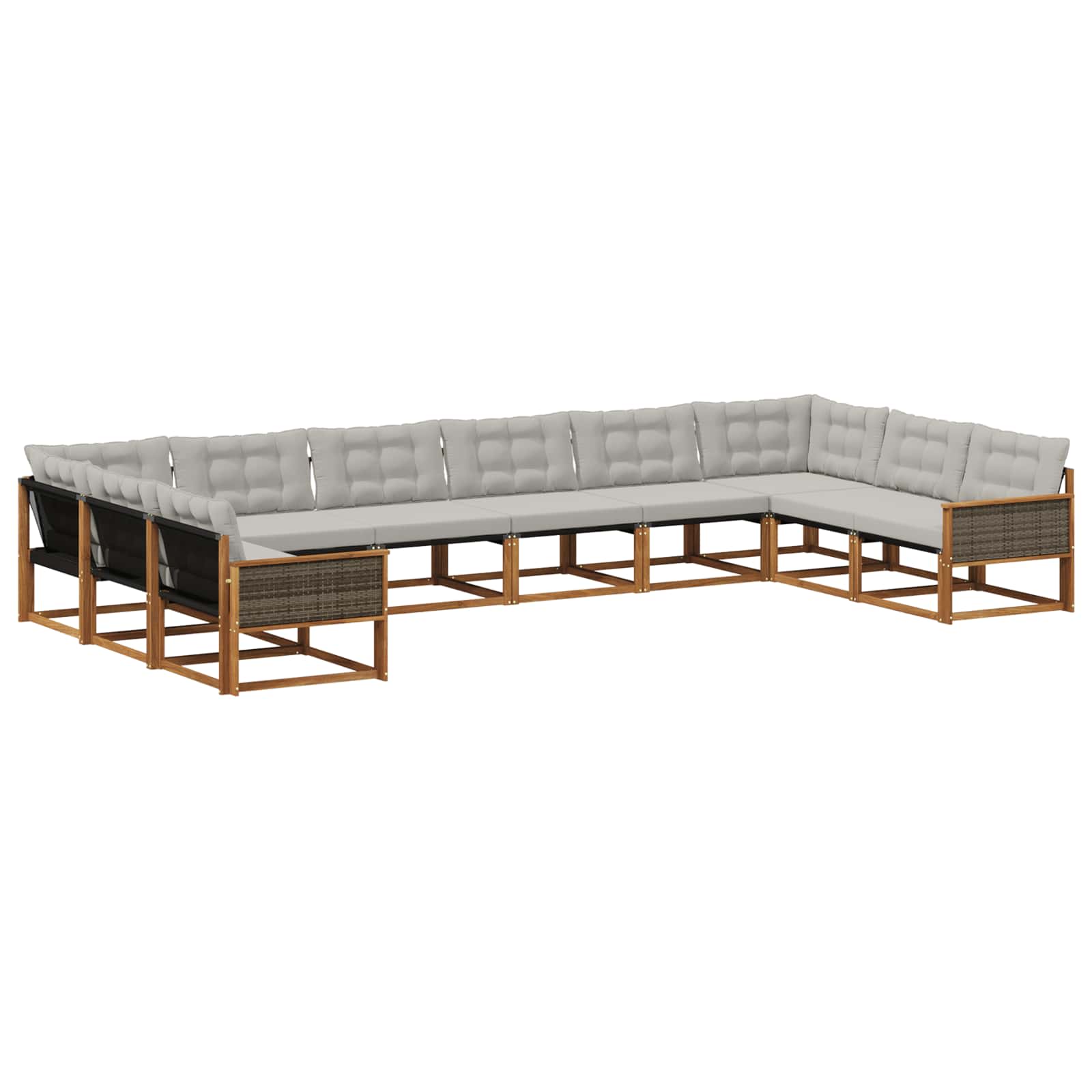 Set vanjskih sofa s jastukom 10 pcs Prirodna i svjetlosiva
