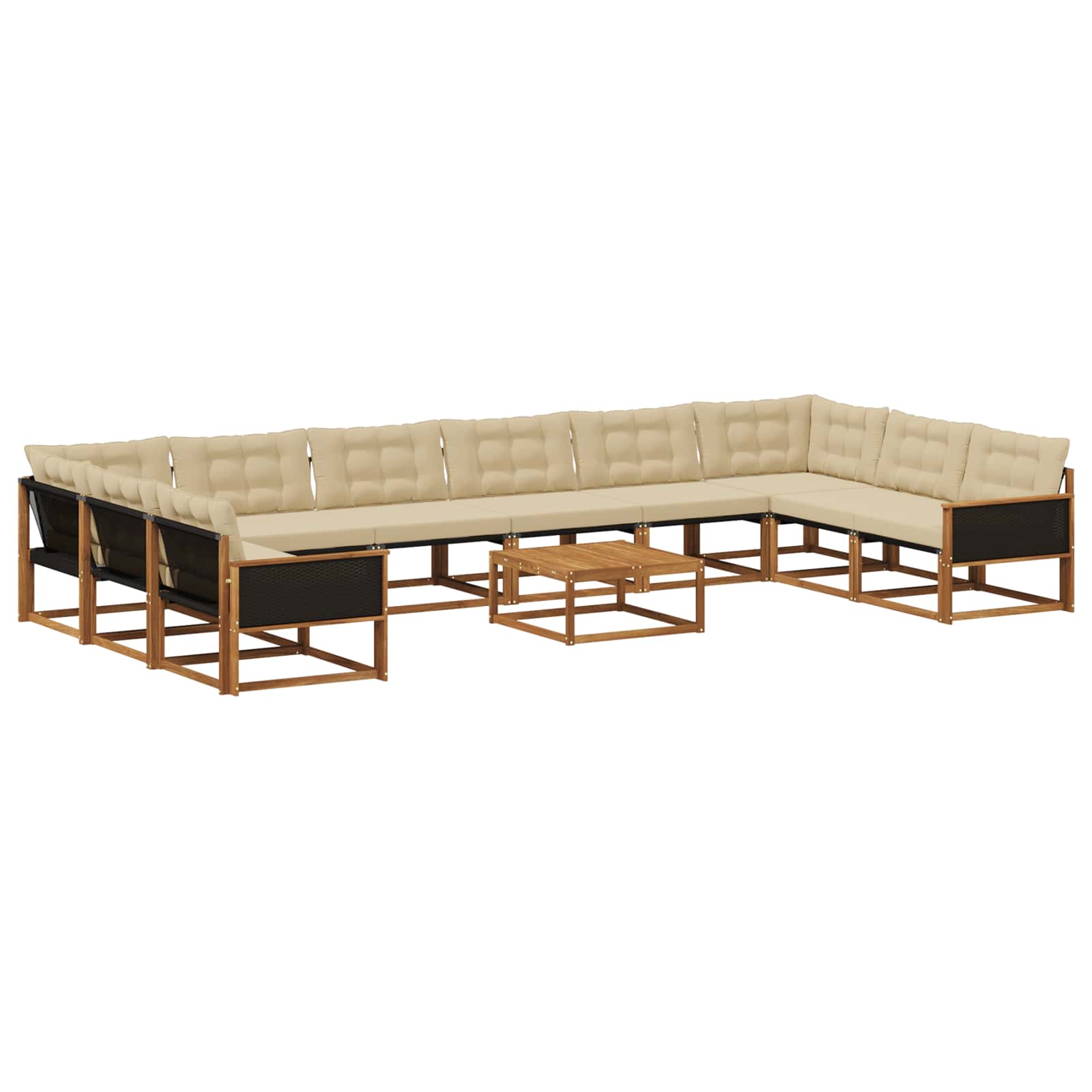 Set vanjskih sofa s jastukom 11 pcs Prirodna i bež