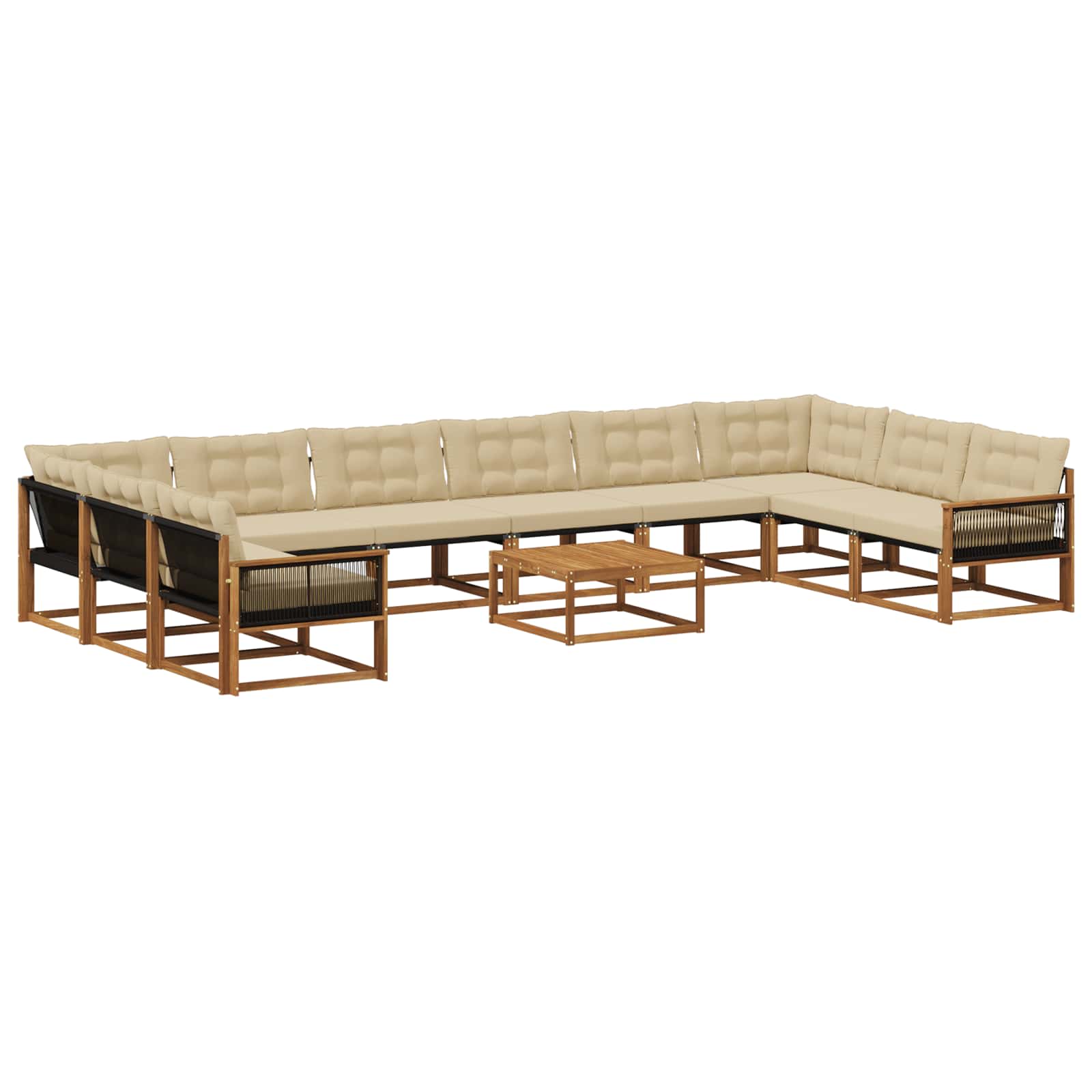Set vanjskih sofa s jastukom 11 pcs Prirodna i bež