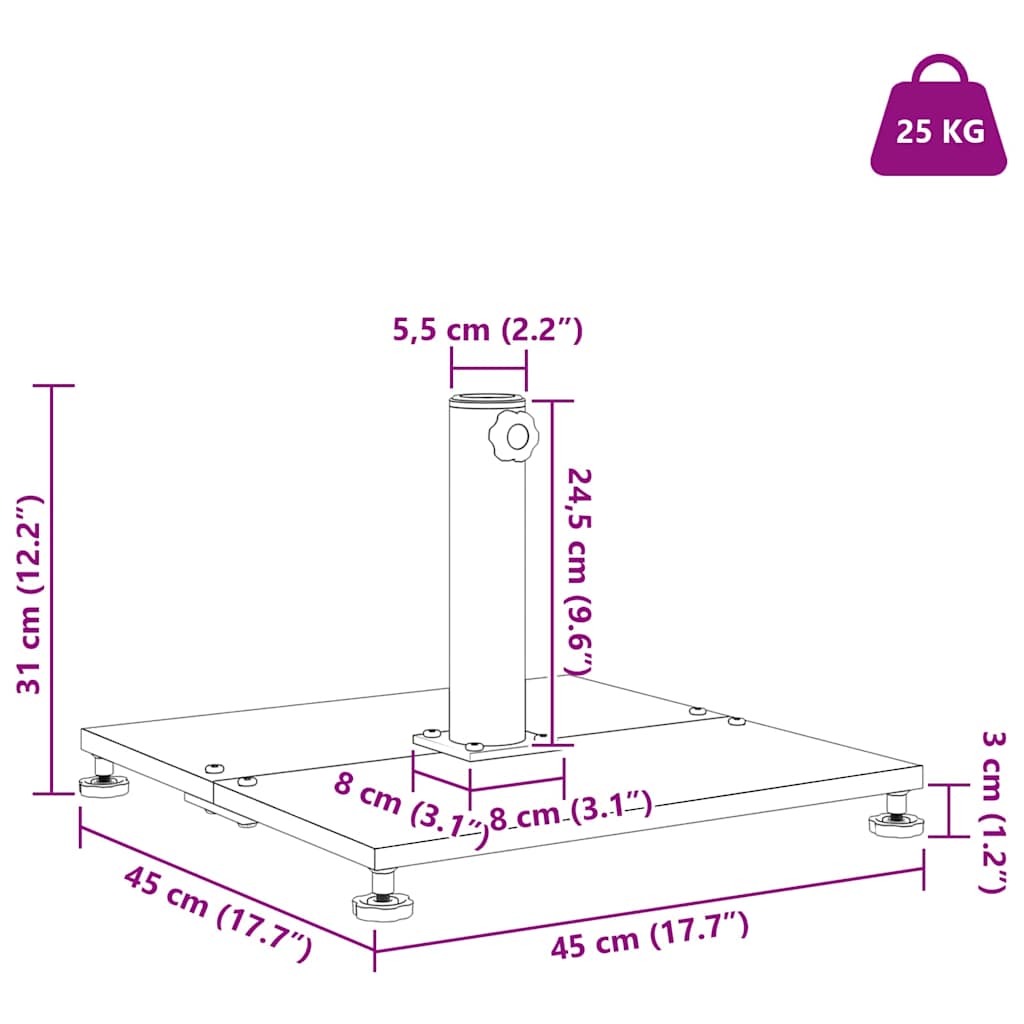 Baza za suncobran Tamno siva drvena izgled 45 x 45 x 31 cm