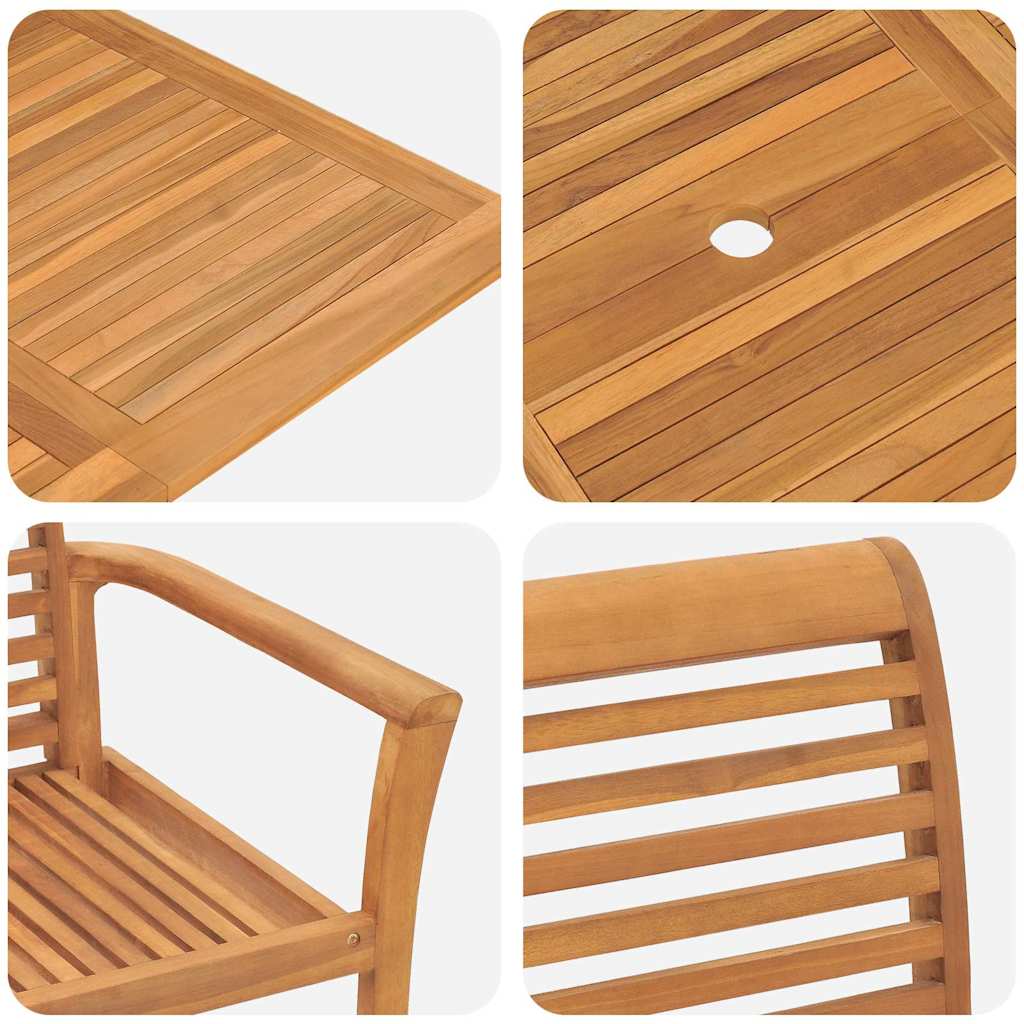 Vrtni set za objed 5 pcs Smeđa Čvrsto teak drvo