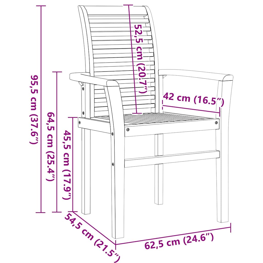 Vrtni set za objed 5 pcs Smeđa Čvrsto teak drvo