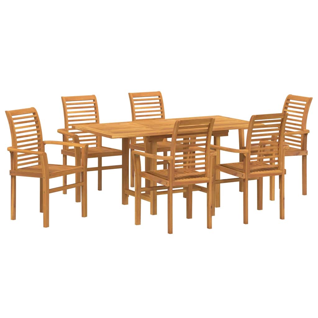 Vrtni set za objed 7 pcs Smeđa Čvrsto teak drvo