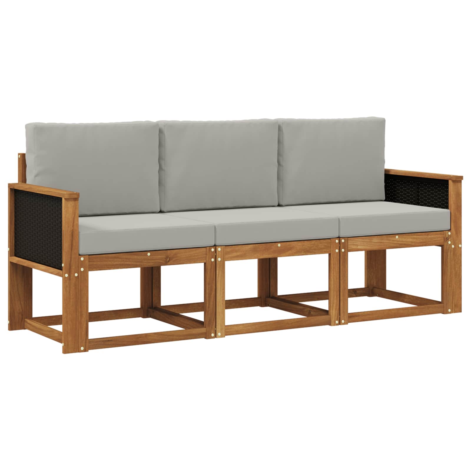 Set vanjskih sofa s jastukom 3 pcs Prirodna i svjetlosiva