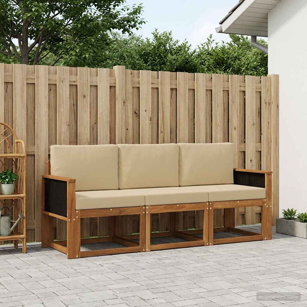 Set vanjskih sofa s jastukom 3 pcs Prirodna
