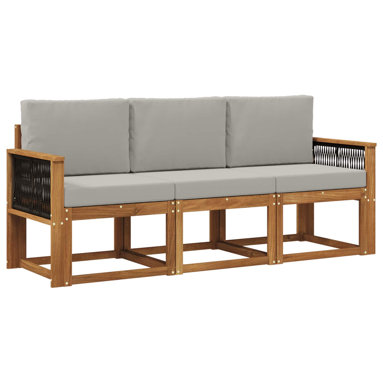 Set vanjskih sofa s jastukom 3 pcs Prirodna i svjetlosiva