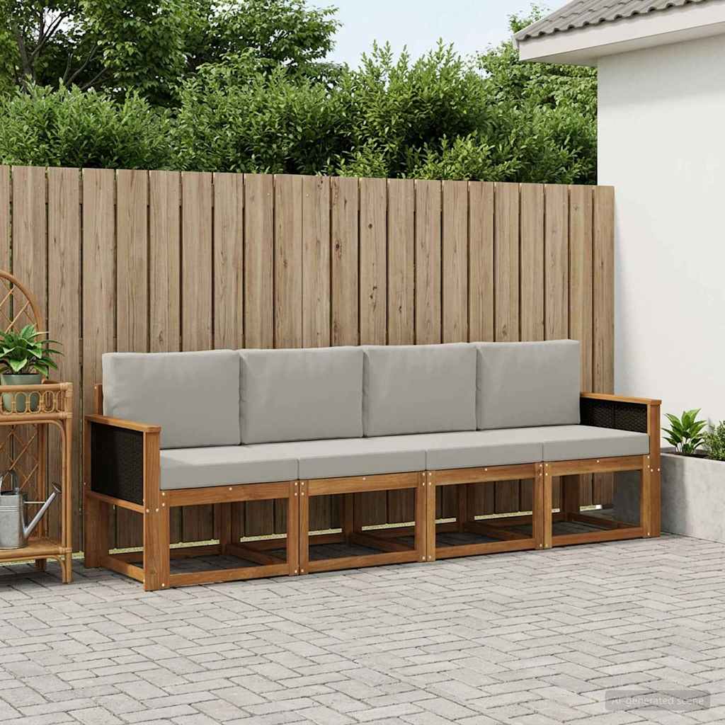 Set vanjskih sofa s jastukom 4 pcs Prirodna i svjetlosiva