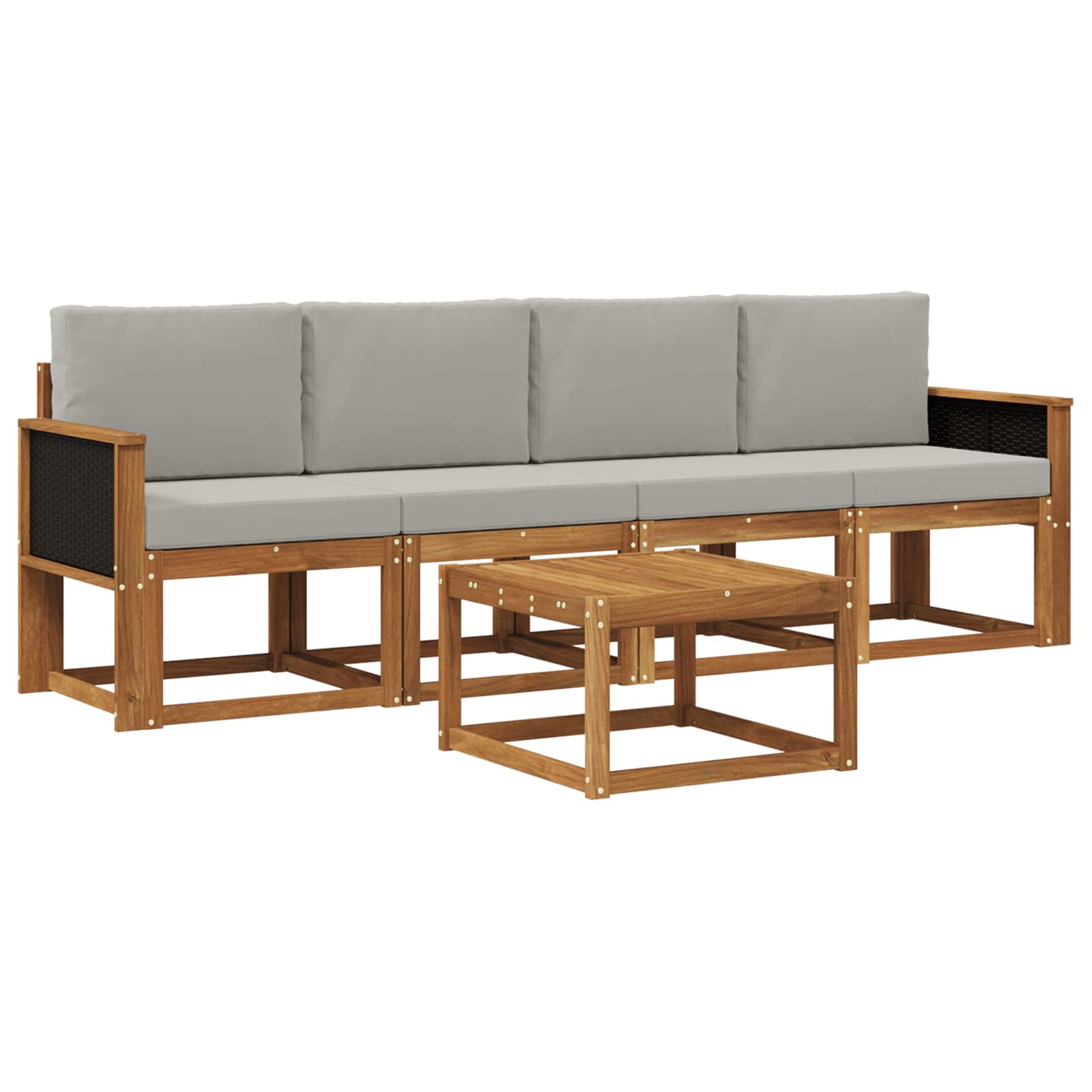 Set vanjskih sofa s jastukom 4 pcs Prirodna i svjetlosiva