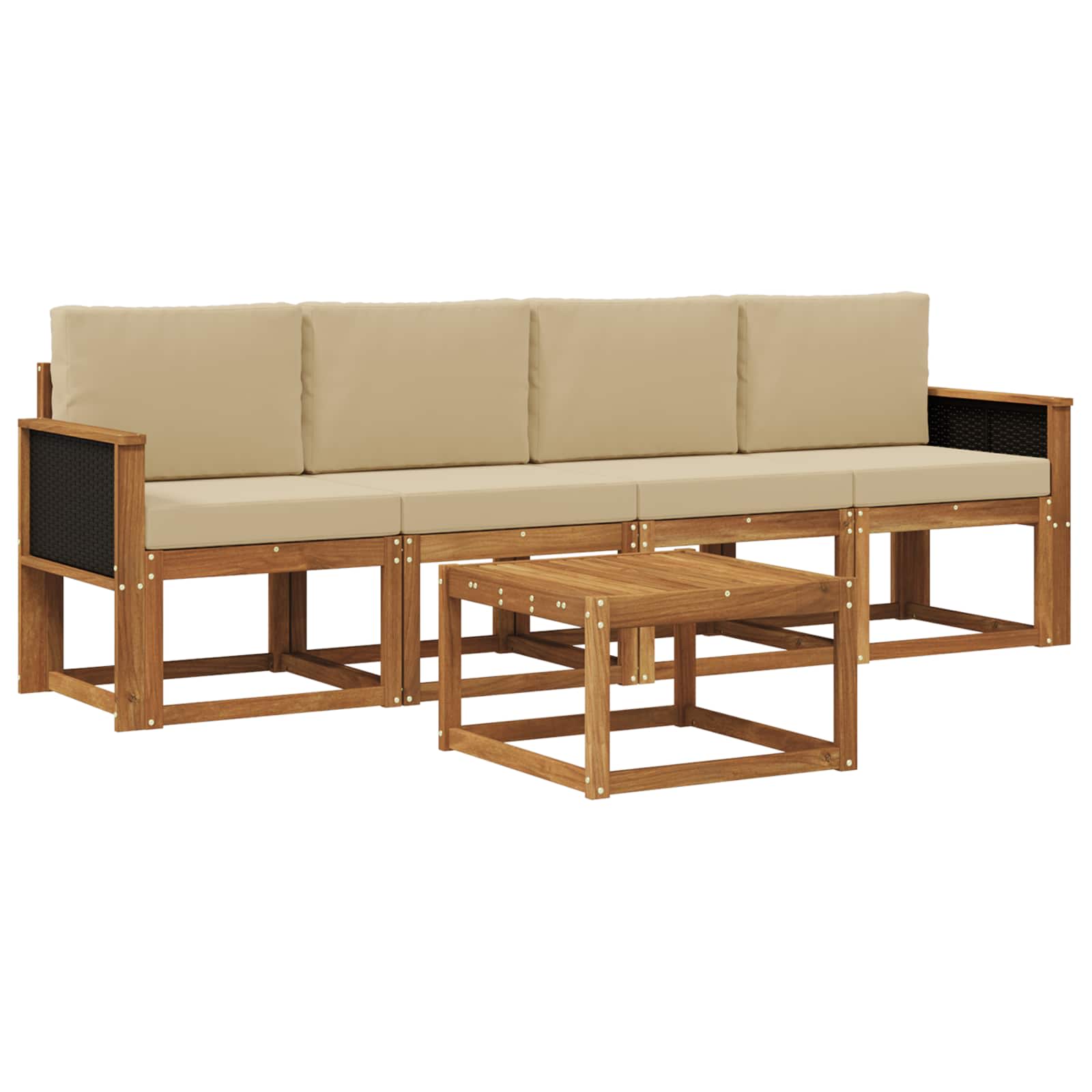 Set vanjskih sofa s jastukom 4 pcs Prirodna