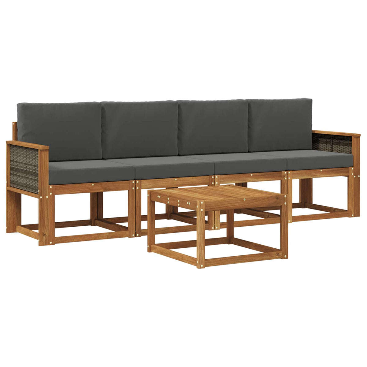Set vanjskih sofa 4 kom. Prirodna i antracit Smeđa 59 x 59 x 37 cm