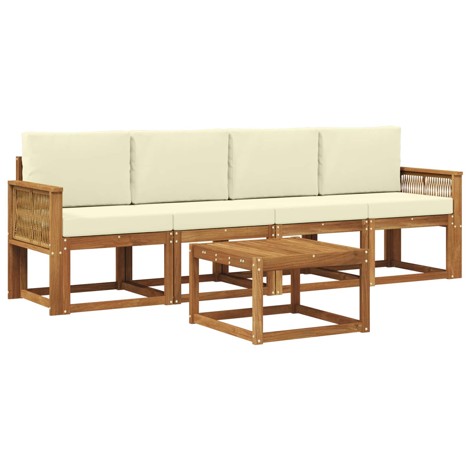 Set vanjskih sofa s jastukom 5 pcs Prirodna i krem Poliester