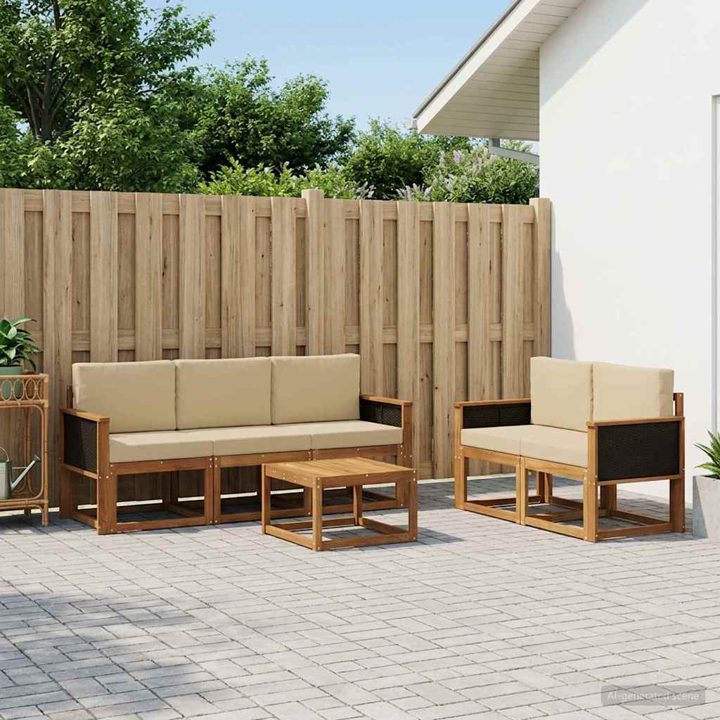 Set vanjskih sofa s jastukom 6 pcs Prirodna