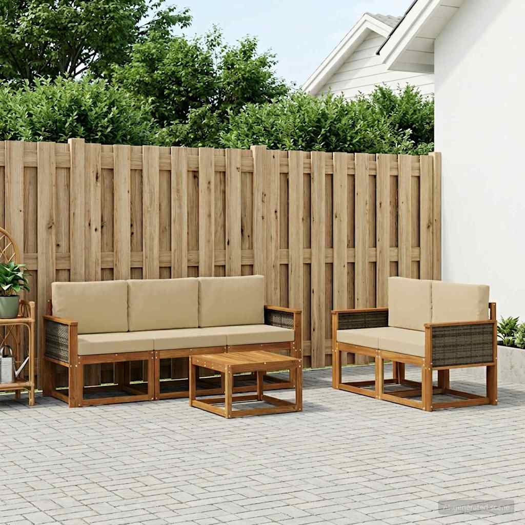 Set vanjskih sofa s jastukom 6 pcs Prirodna