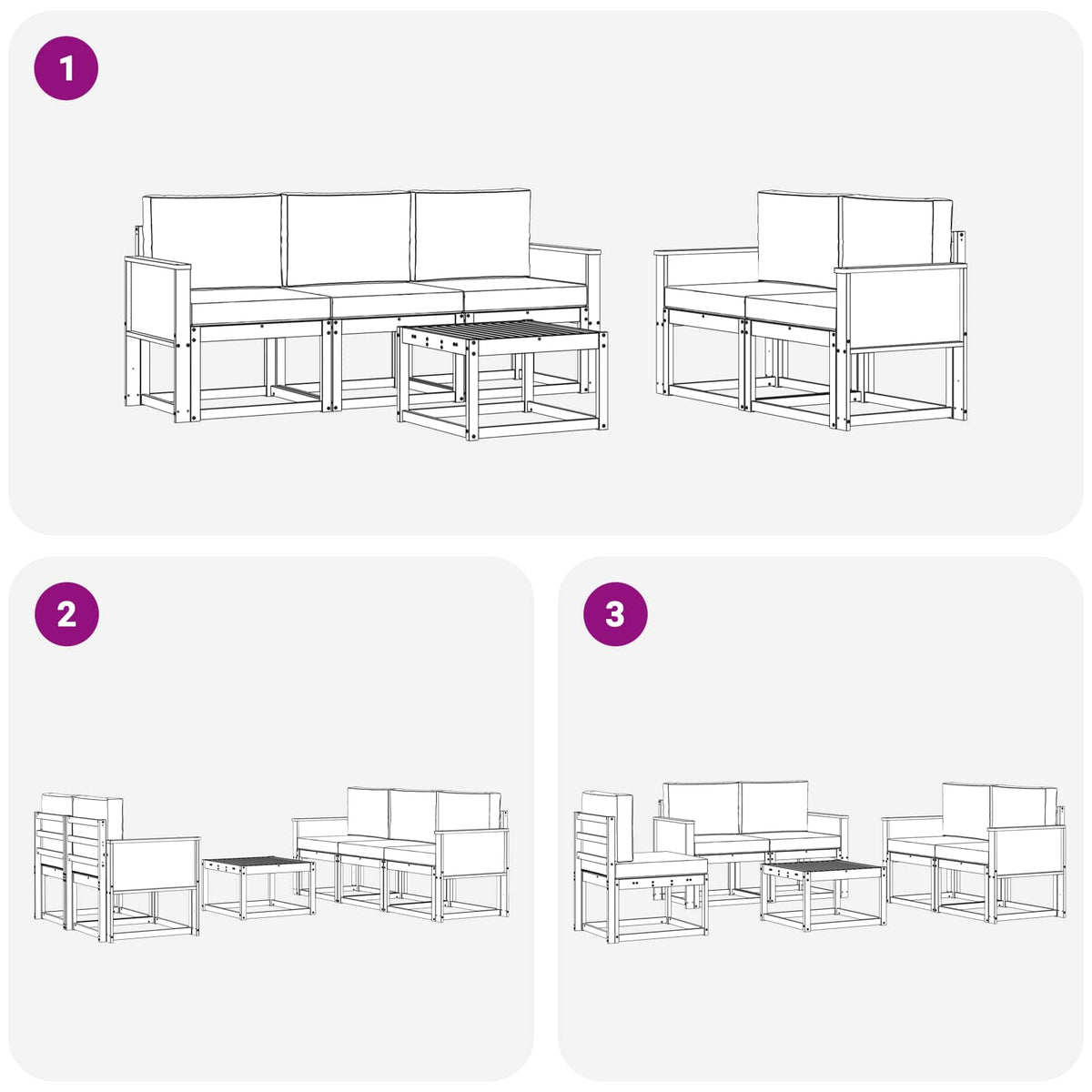 Set vanjskih sofa 6 kom. Prirodna
