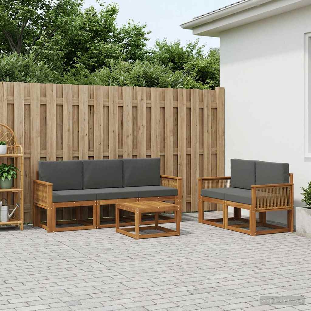 Set vanjskih sofa 6 pcs Prirodna i antracit Poliester