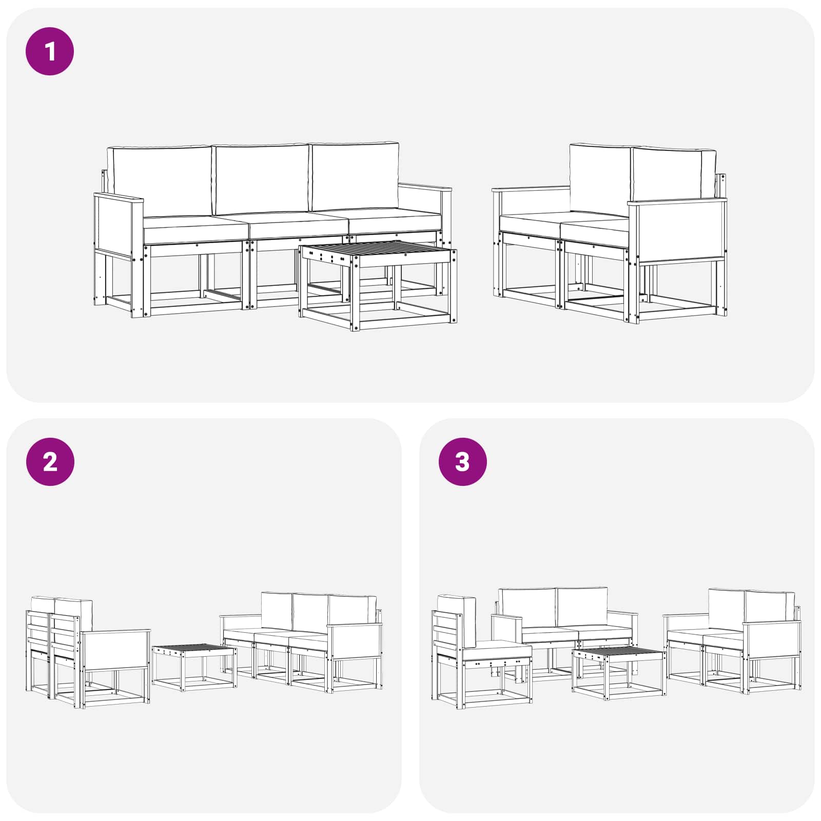 Set vanjskih sofa s jastukom 6 pcs Prirodna i bež Poliester