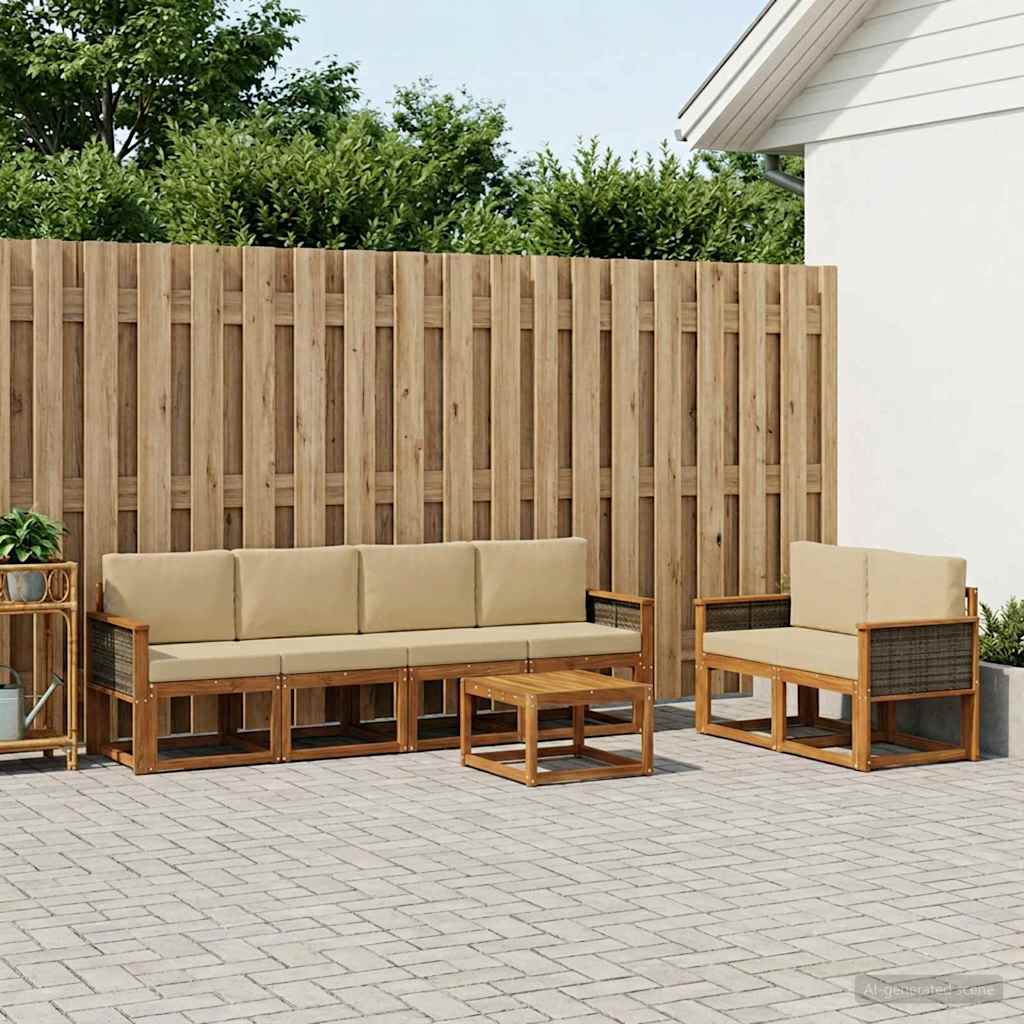 Set vanjskih sofa s jastukom 6 pcs Prirodna