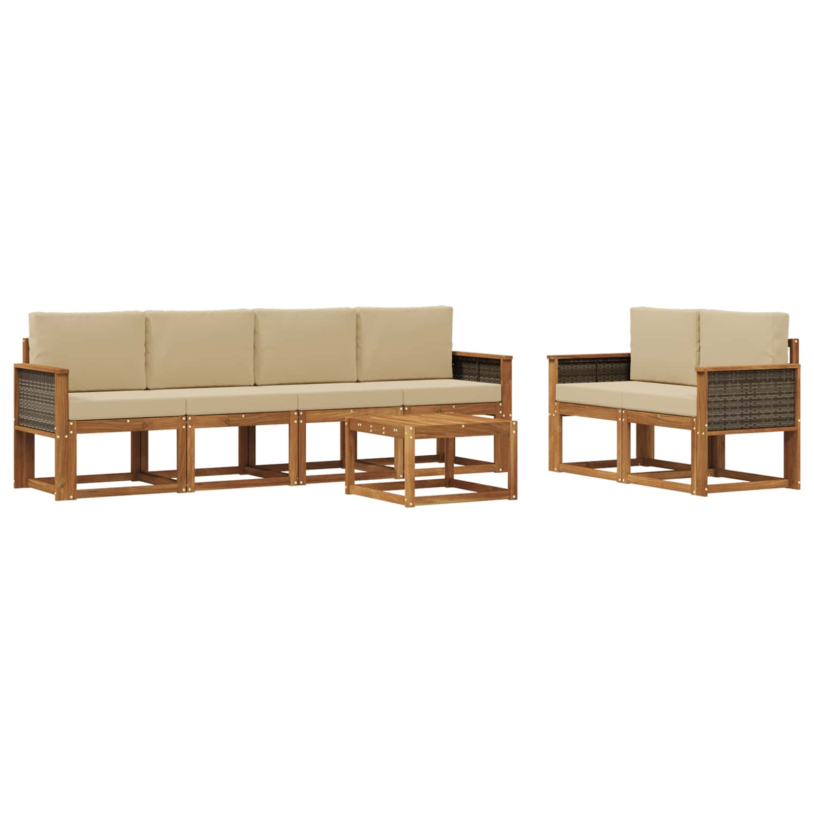 Set vanjskih sofa s jastukom 6 pcs Prirodna