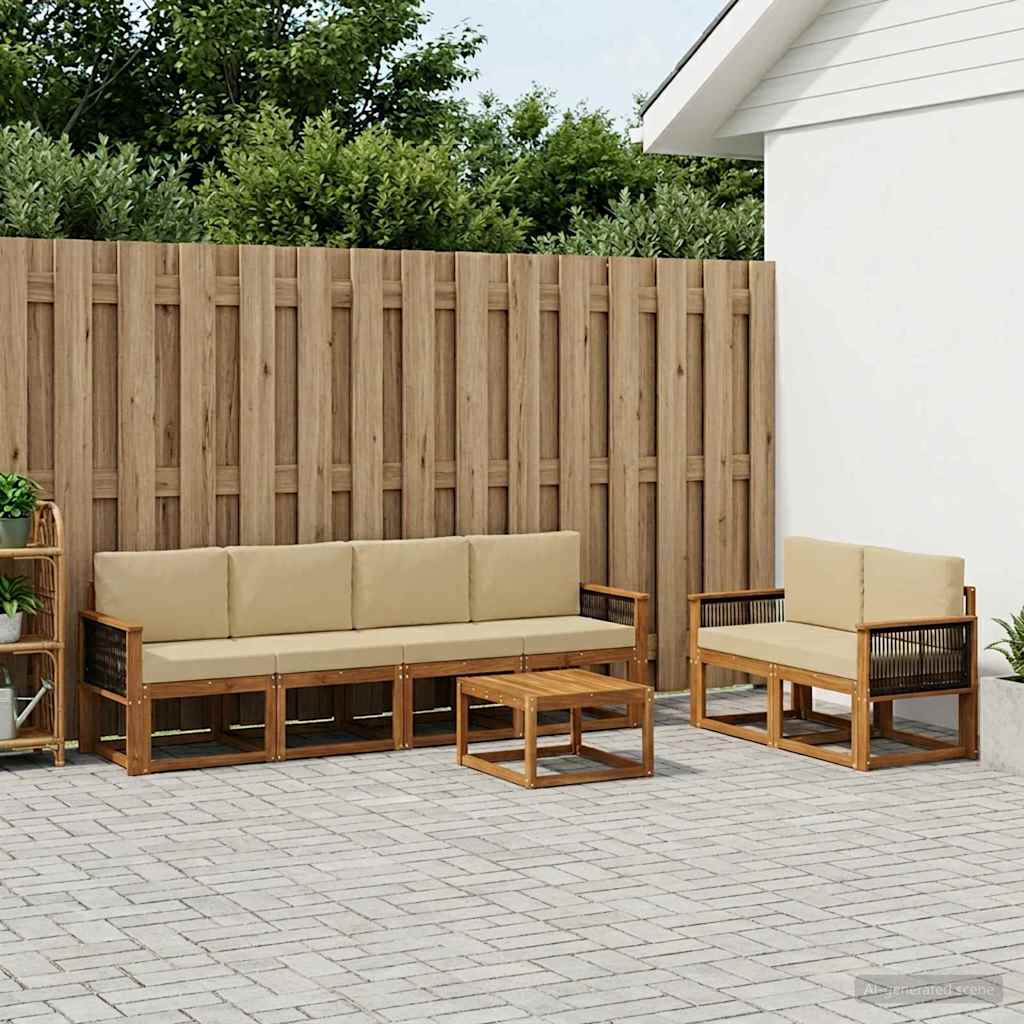 Set vanjskih sofa s jastukom 6 pcs Prirodna