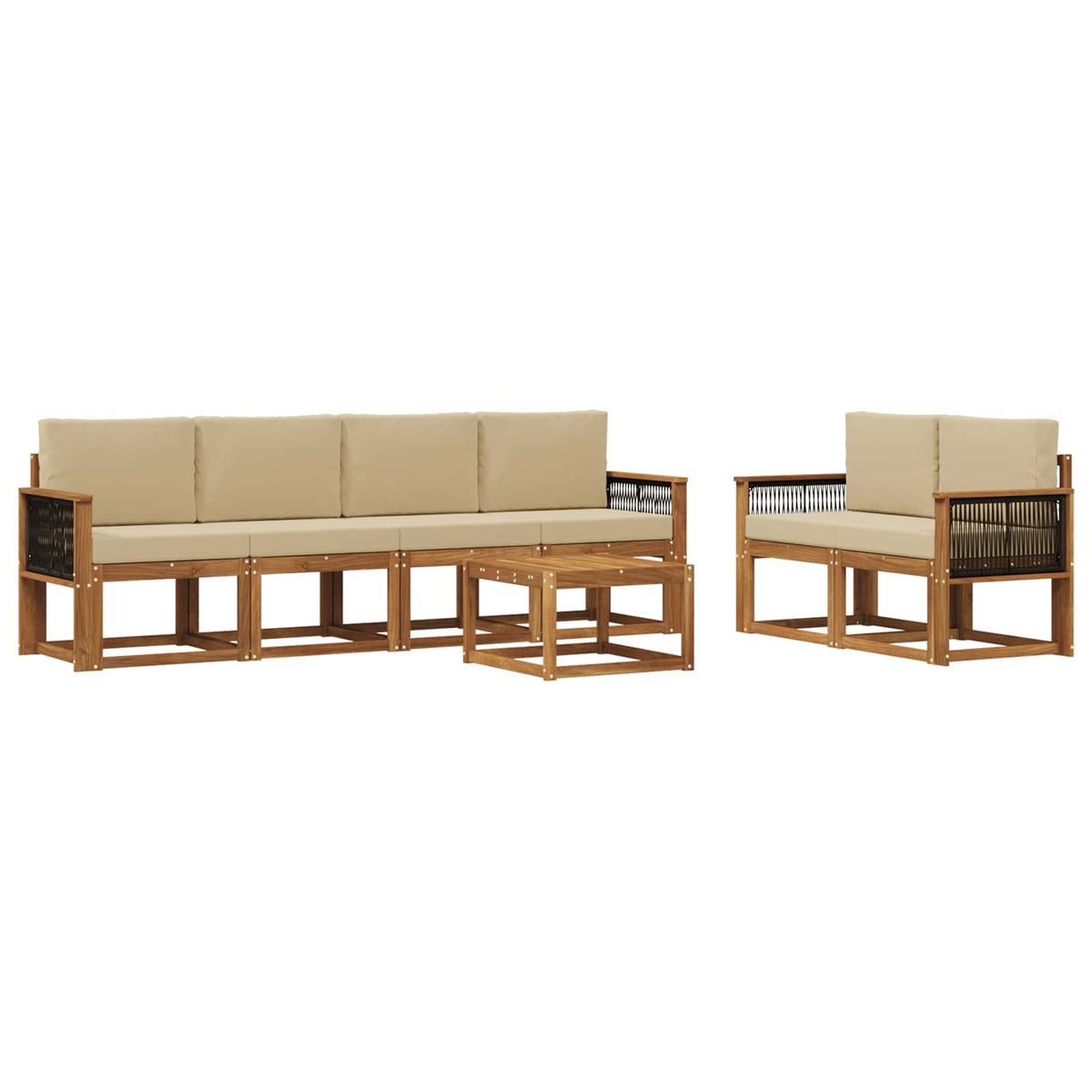 Set vanjskih sofa 6 kom. Prirodna