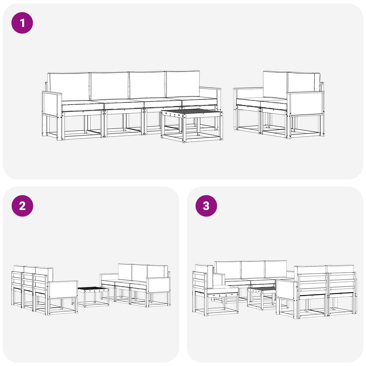 Set vanjskih sofa 6 kom. Prirodna
