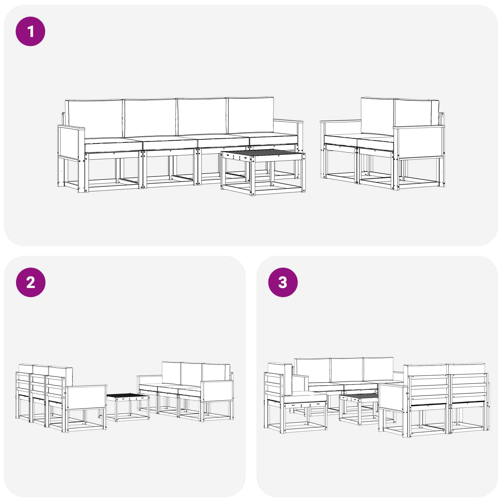 Set vanjskih sofa 7 pcs Prirodna i antracit Poliester