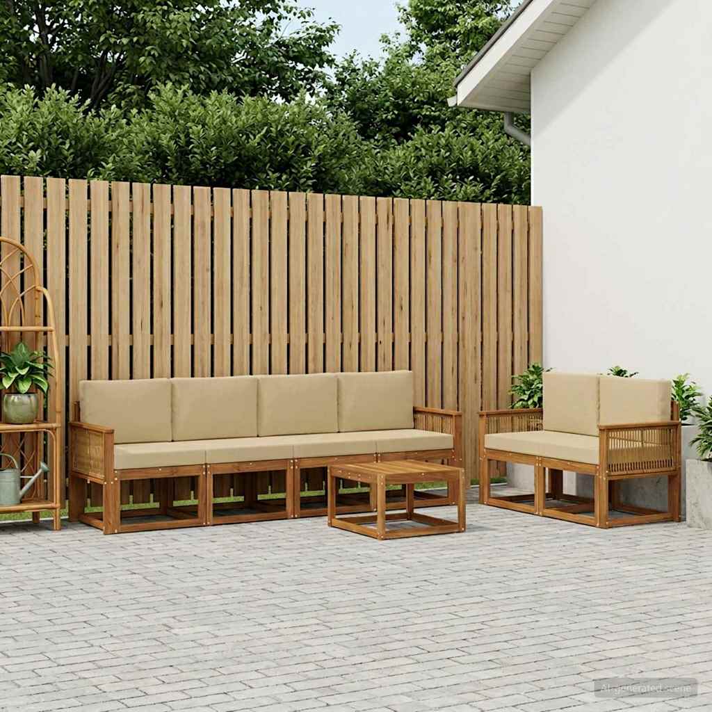 Set vanjskih sofa s jastukom 7 pcs Prirodna i bež Poliester