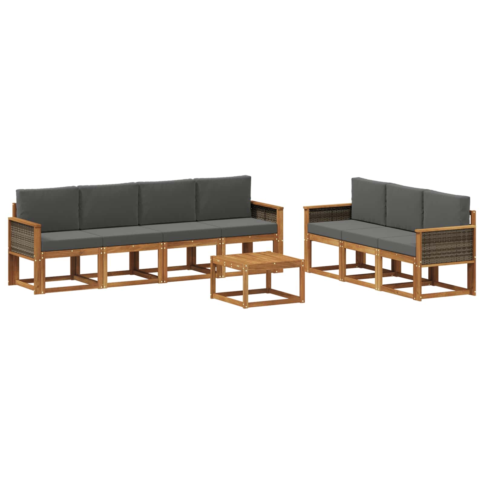 Set vanjskih sofa 7 kom. Prirodna i antracit