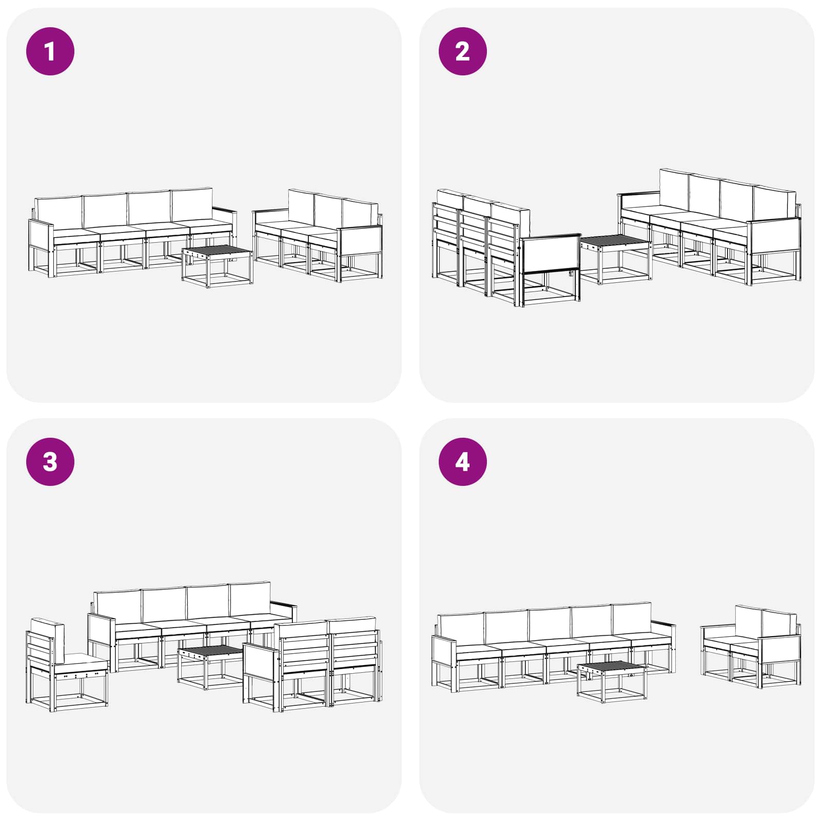 Set vanjskih sofa 7 kom. Prirodna i antracit
