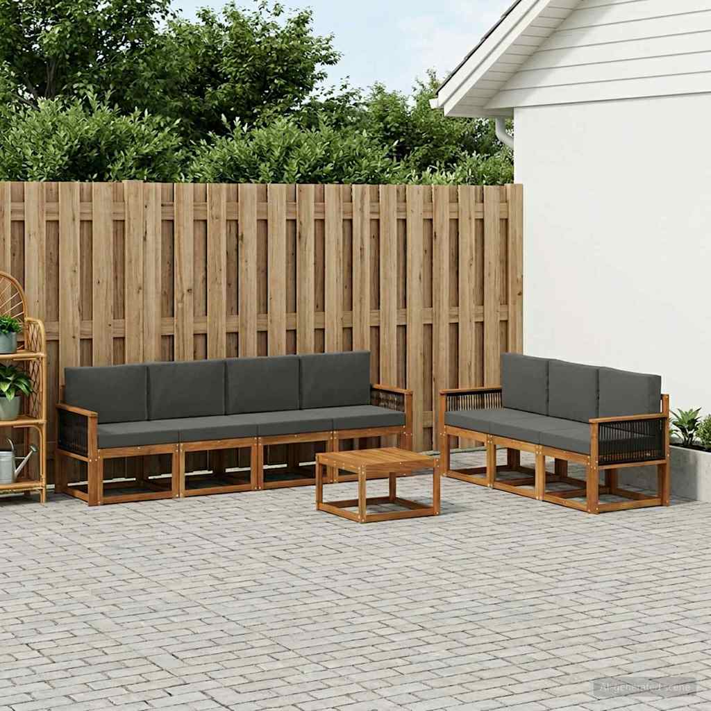 Set vanjskih sofa 7 kom. Prirodna i antracit