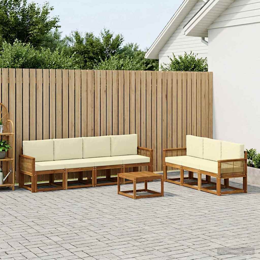 Set vanjskih sofa s jastukom 8 pcs Prirodna i krem Poliester