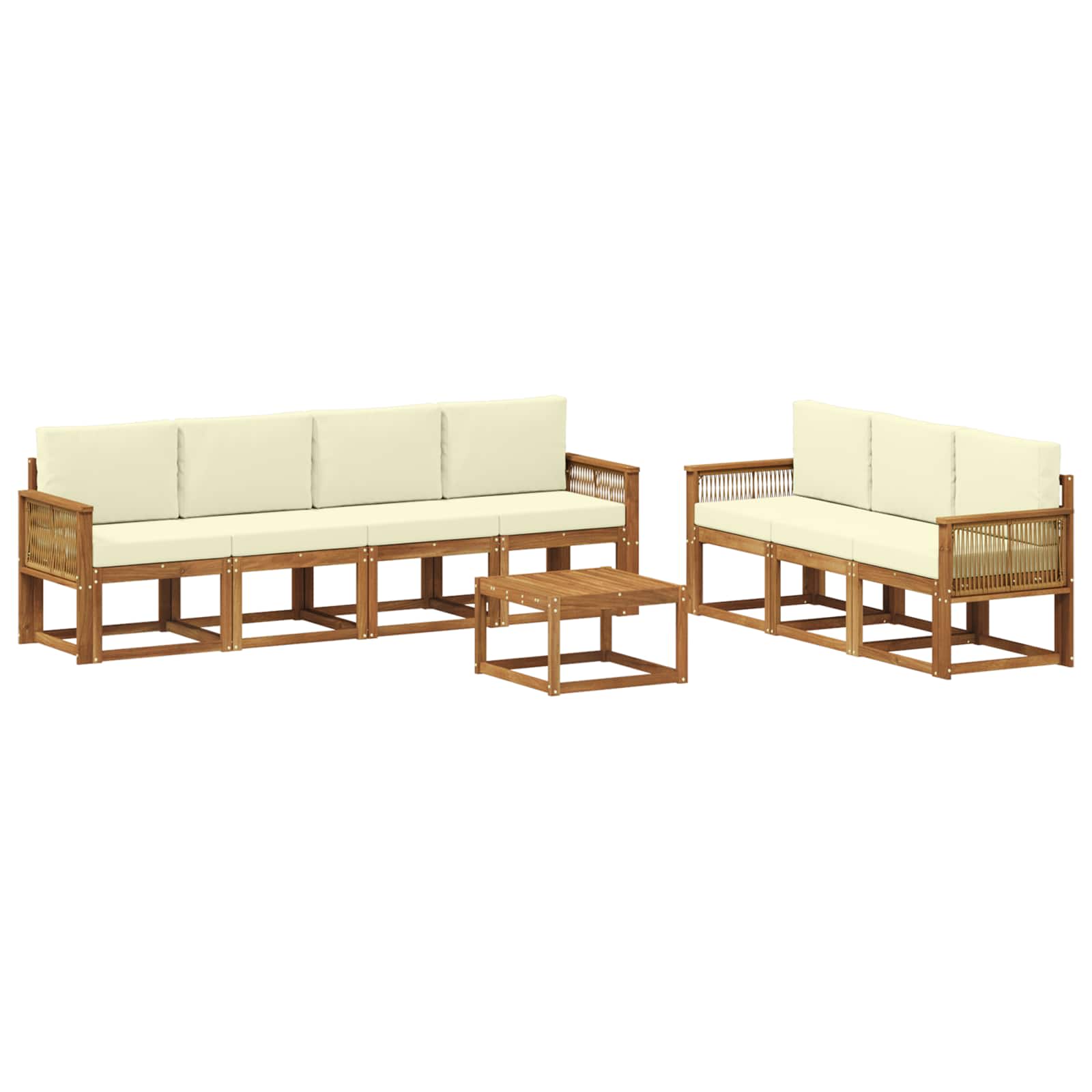 Set vanjskih sofa s jastukom 8 pcs Prirodna i krem Poliester