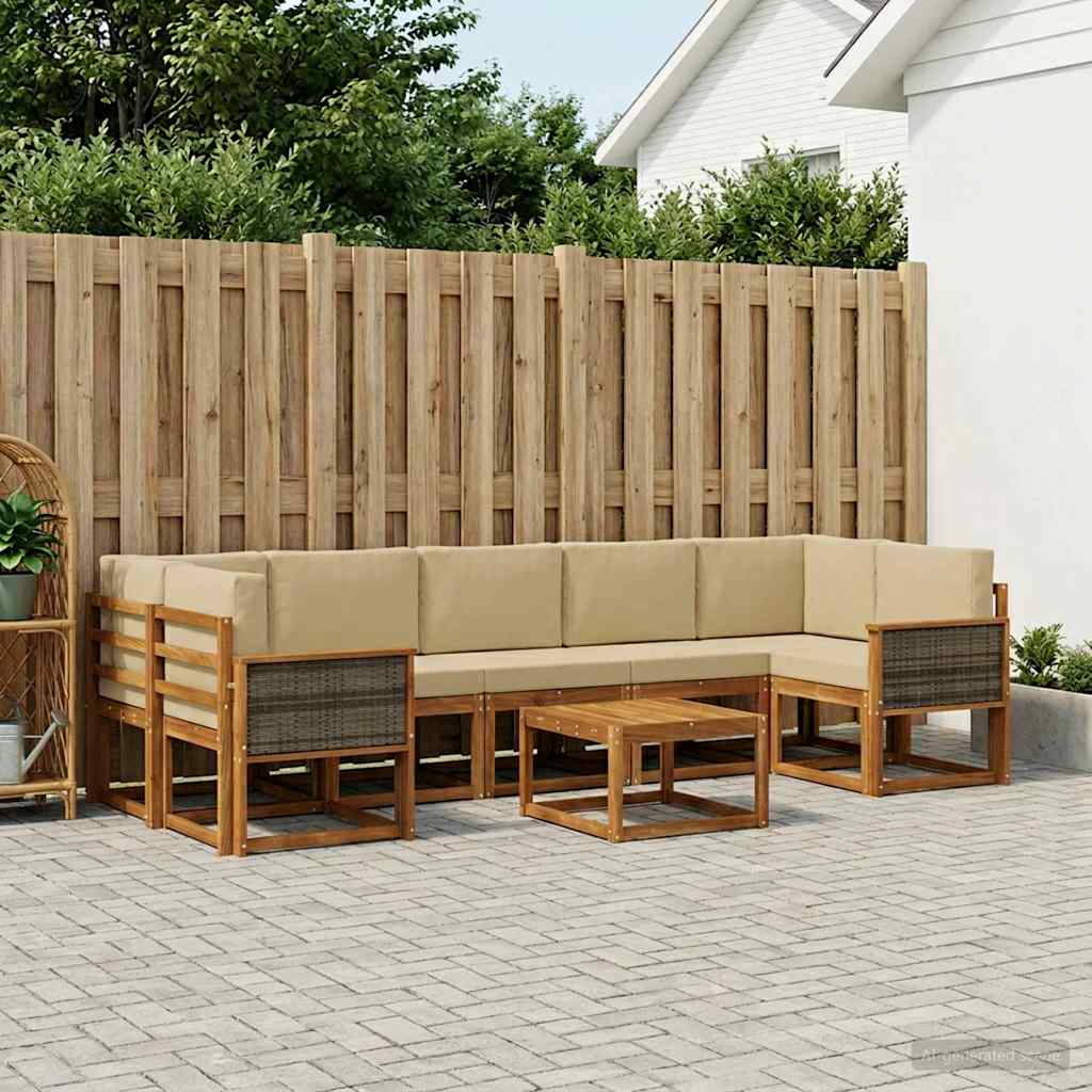 Set vanjskih sofa s jastukom 6 pcs Prirodna