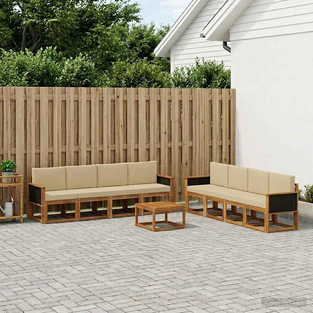 Set vanjskih sofa s jastukom 7 pcs Prirodna