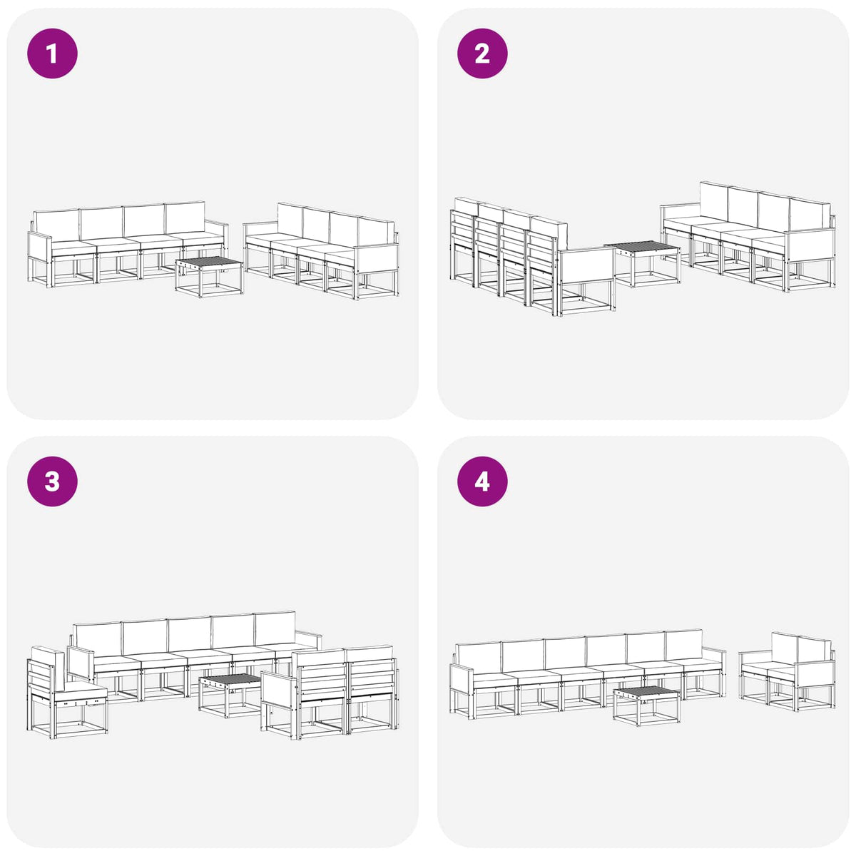 Set vanjskih sofa 9 kom. Prirodna