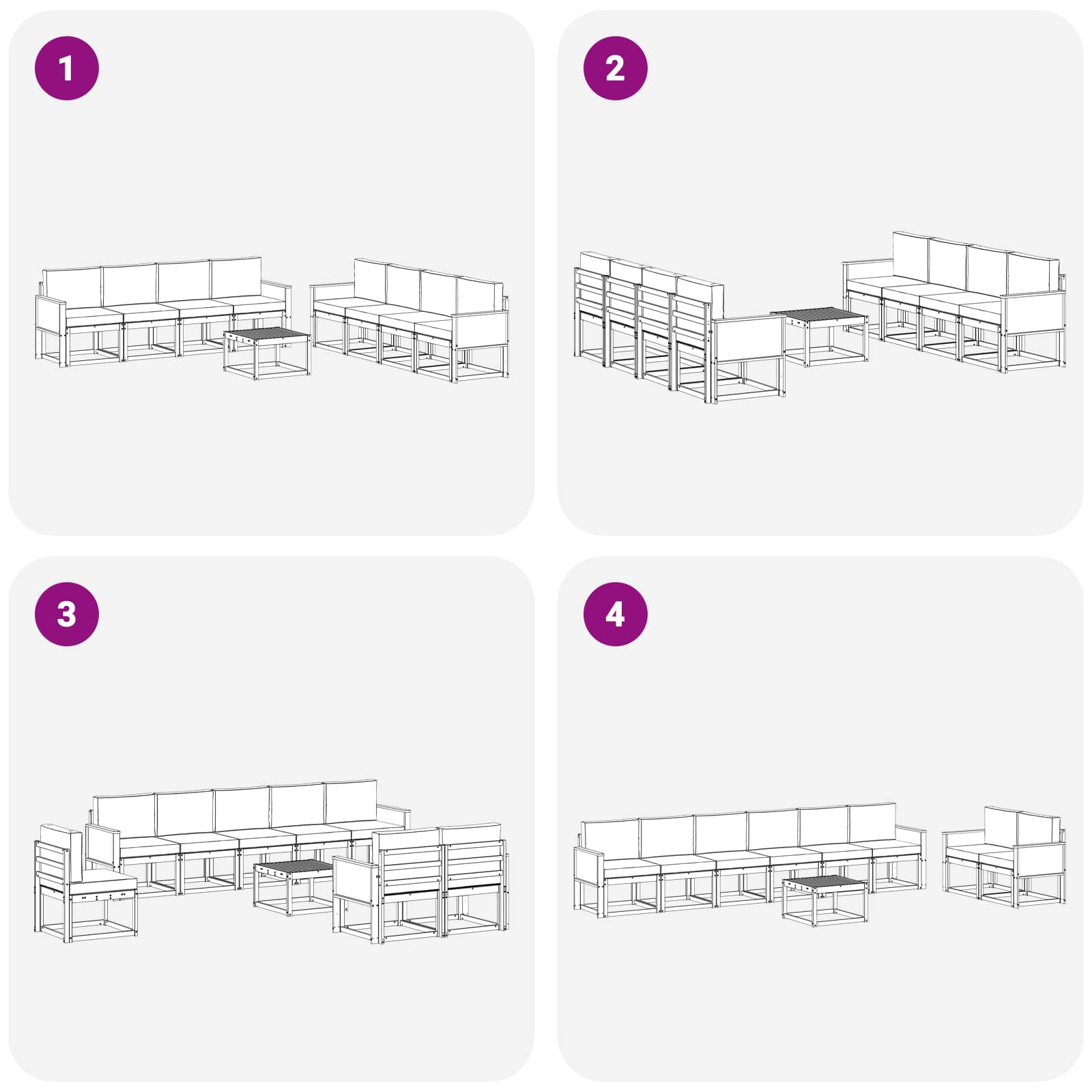 Set vanjskih sofa 9 pcs Prirodna i svjetlosiva Poliester