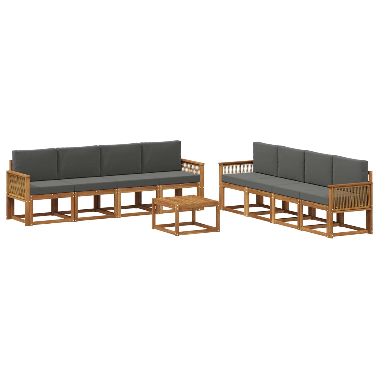 Set vanjskih sofa 9 pcs Prirodna i antracit Poliester